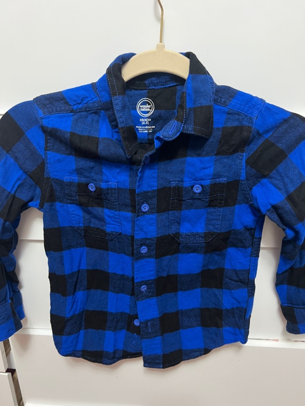 wonder nation Blue and Black Buffalo Plaid Button-Down Shirt